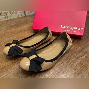 Kate Spade Frenchie Ballet Flats | Biscuit Patent Leather w/ Grosgrain Bow